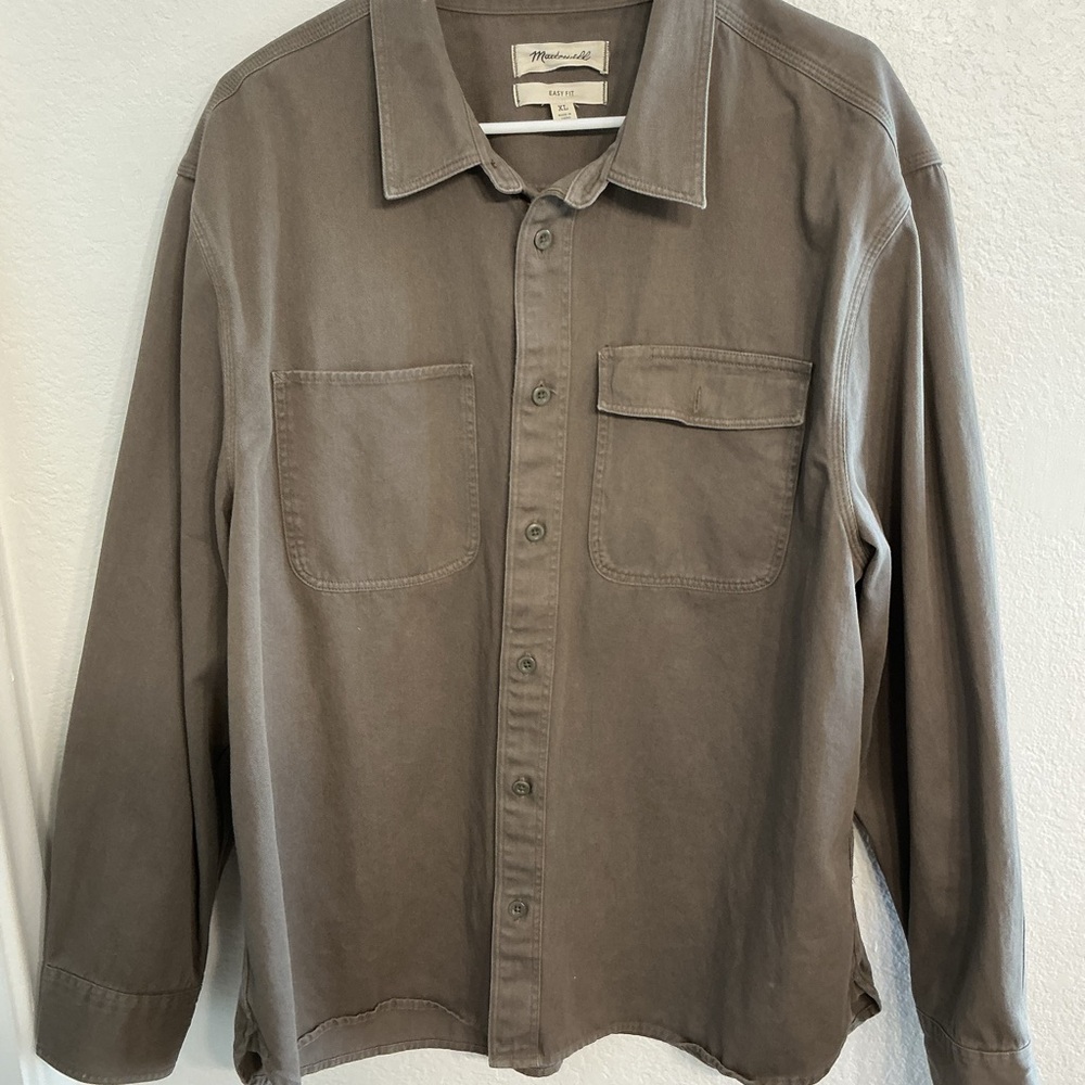 Madewell Men's Taupe Button-Up Shirt